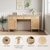 58'' Wood Executive Desk with 3 Drawers & 2 Cabinet