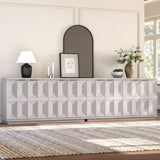 Yechen 59" Walnut Sideboard – Modern 3D Geometric Buffet Cabinet