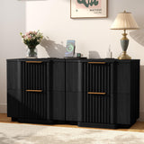 Yechen Fluted Wood Nightstand with 20W Fast Charging – 2-Drawer Bedside Table, Black