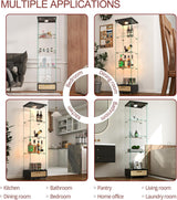 YECHEN Glass Display Cabinet with LED Lights | 4-Shelf Curio Cabinet with Drawer & Locking Door