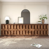 Yechen 59" Walnut Sideboard – Modern 3D Geometric Buffet Cabinet