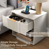 Fluted Night Stand with 20W Fast Charging Station