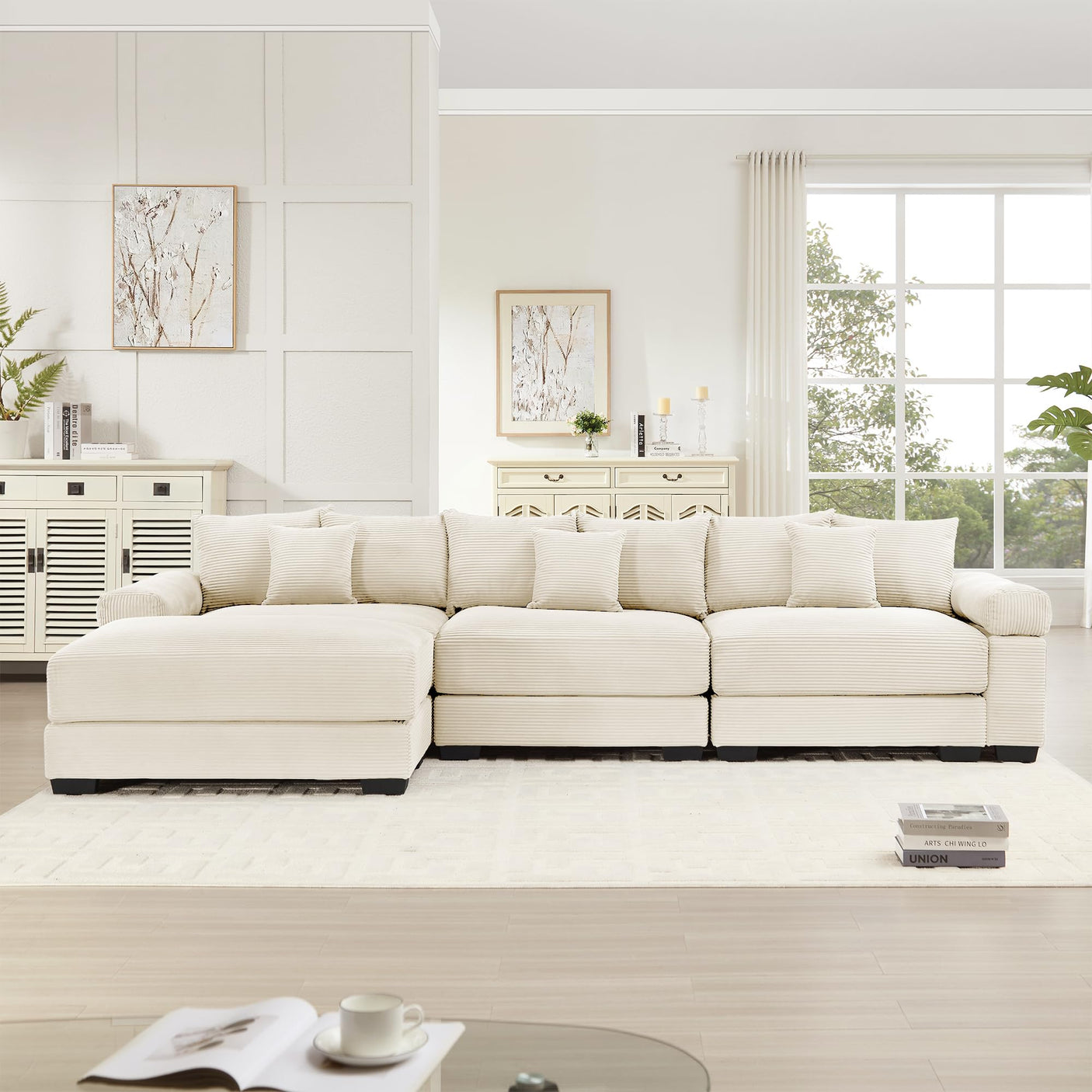 54" Oversized Corduroy Modular Sectional Sofa - Premium Comfort with High-Density Foam & Flexible Design