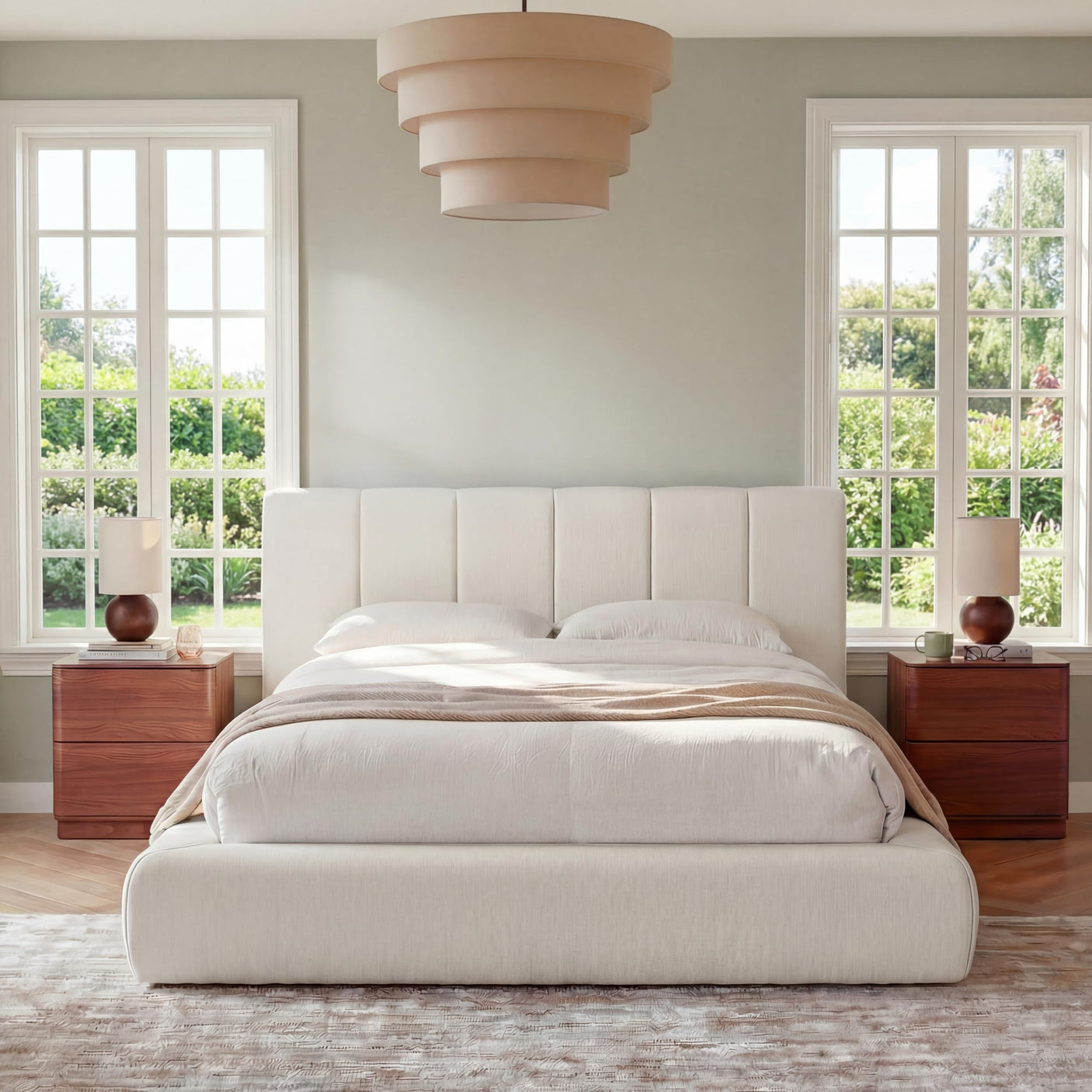 Cloud Bed Frame with Removable Headboard | Boucle Upholstered | Queen & King