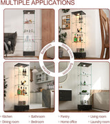 YECHEN Glass Display Cabinet with LED Lights | 4-Shelf Curio Cabinet with Drawer & Locking Door