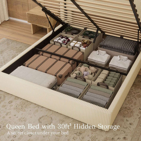 58" Tall Full Bed Frame with Lift Up Storage