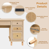 58'' Wood Executive Desk with 7 Drawers