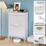 Slim Entryway Shoe Organizer with Half-Circle Doors