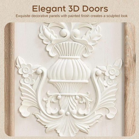 63" Farmhouse Accent Sideboard Buffet Cabinet with Painted 3D Decorative Doors