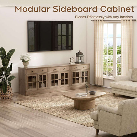 31.5” W Farmhouse Sideboard Cabinet with Drawer & Glass Doors