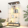 YECHEN Glass Display Cabinet with LED Lights | Double-Door Curio Cabinet with 2 Drawers