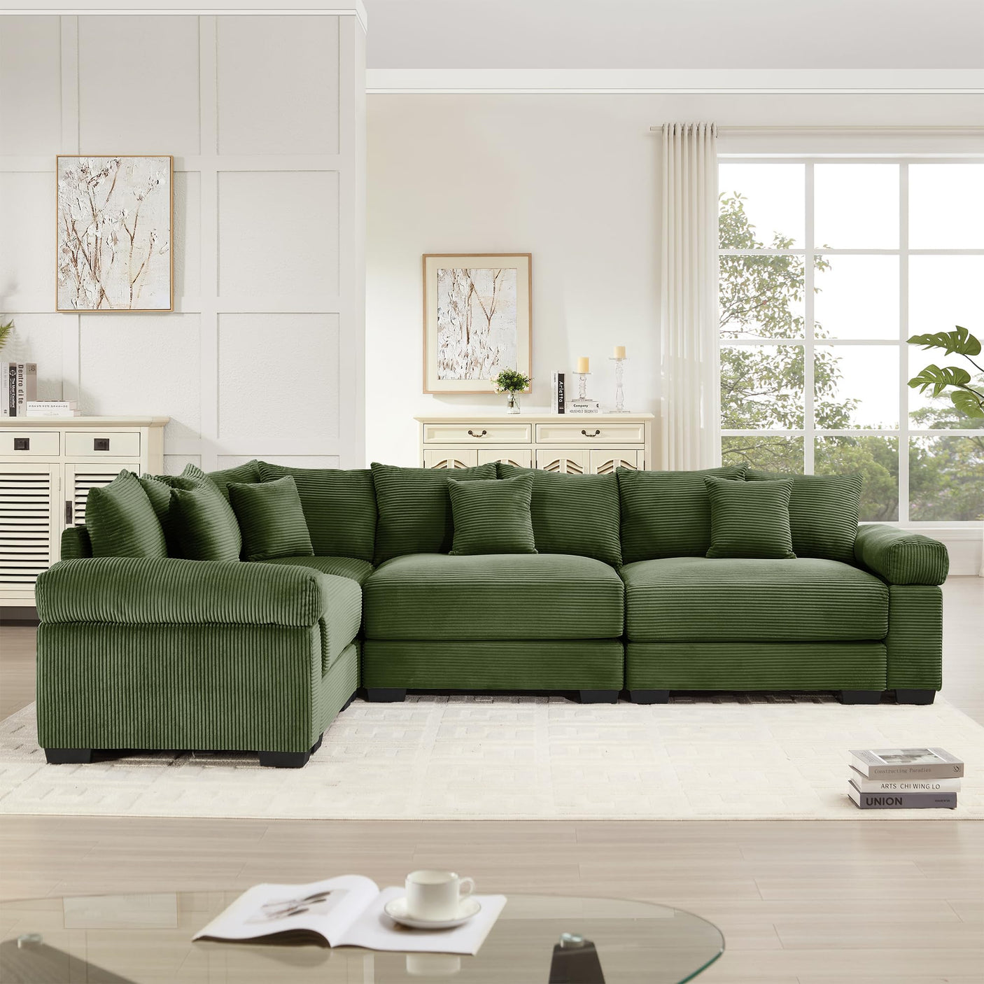 54" Oversized Corduroy Modular Sectional Sofa - Premium Comfort with High-Density Foam & Flexible Design