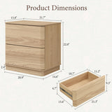 Yechen Natural Oak Nightstand — 2-Drawer Bedside Table with Hidden Storage