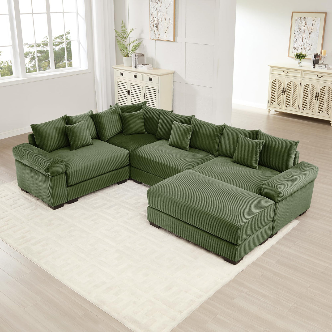 54" Oversized Corduroy Modular Sectional Sofa - Premium Comfort with High-Density Foam & Flexible Design
