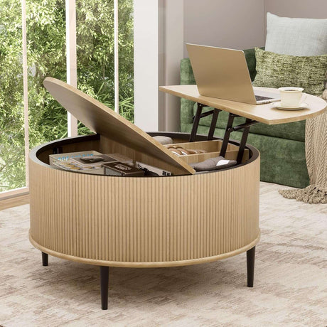 31.5" Round Coffee Table with Storage