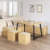 47 Inch Corner Dining Table Set with Storage Stool and Storage Bench