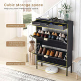 Slim Entryway Shoe Organizer with Half-Circle Doors