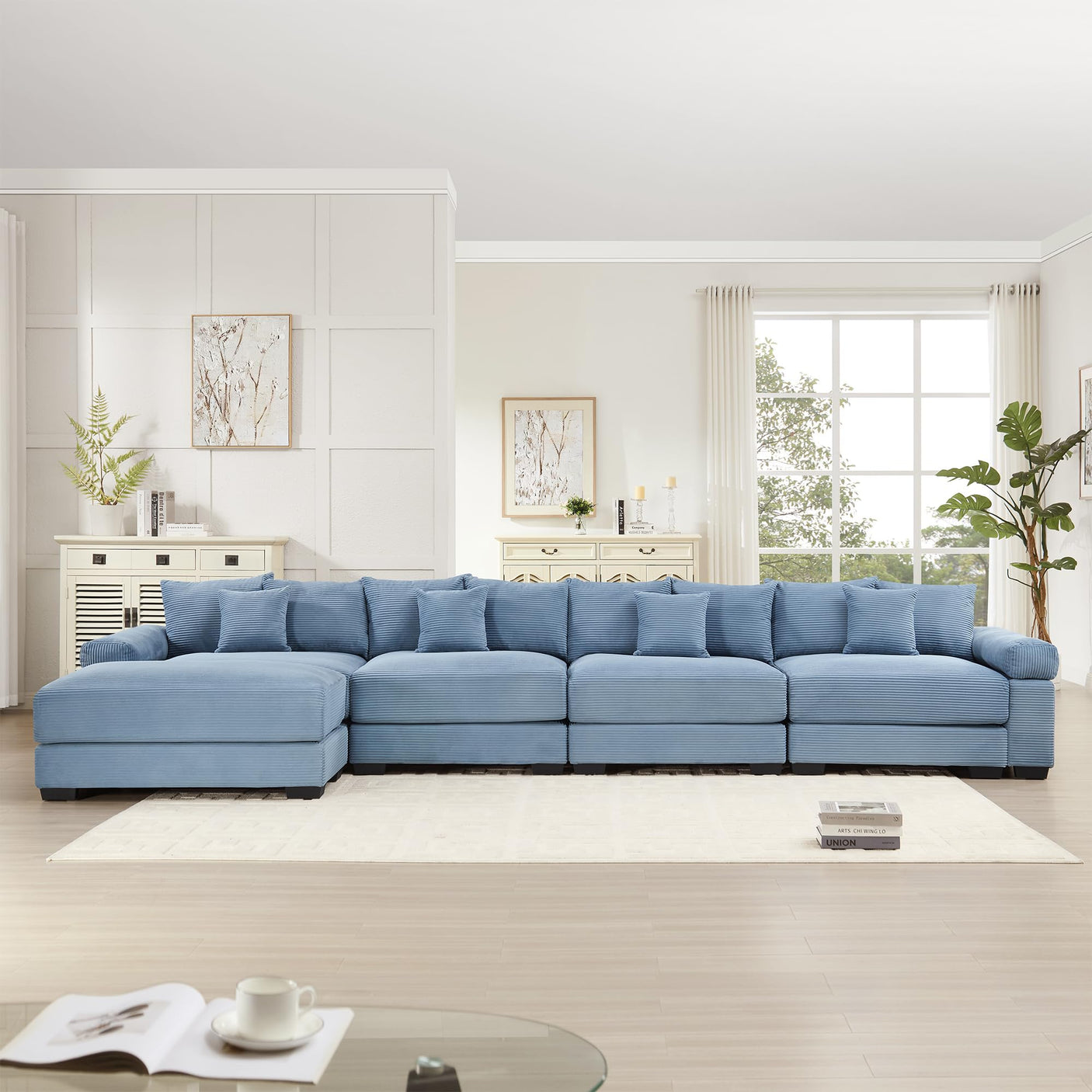 54" Oversized Corduroy Modular Sectional Sofa - Premium Comfort with High-Density Foam & Flexible Design