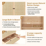 74" Natural Rattan Woven Wardrobe Armoire Closet