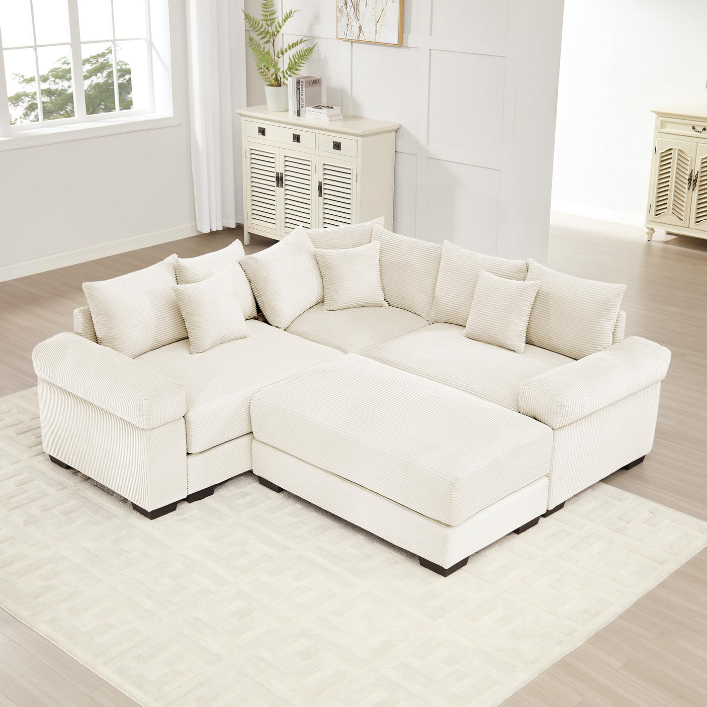 54" Oversized Corduroy Modular Sectional Sofa - Premium Comfort with High-Density Foam & Flexible Design