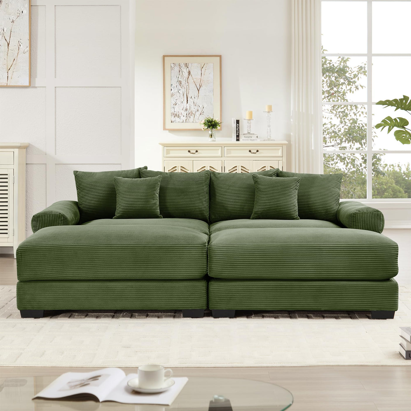 54" Oversized Corduroy Modular Sectional Sofa - Premium Comfort with High-Density Foam & Flexible Design