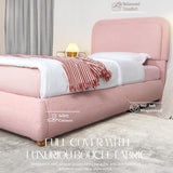 Boucle Fabric Cloud Bed Frame with Round Corner Headboard
