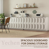 Yechen 59" Walnut Sideboard – Modern 3D Geometric Buffet Cabinet