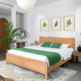 Yechen Home Hand-Woven Rattan Bed with Vintage Headboard