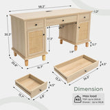 58" Modern Boho Rattan Door Executive Desk