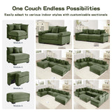 54" Oversized Corduroy Modular Sectional Sofa - Premium Comfort with High-Density Foam & Flexible Design