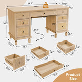 58'' Wood Executive Desk with 7 Drawers