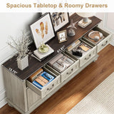 62" Large Farmhouse Buffet Cabinet with 4 Drawers & 4 Doors