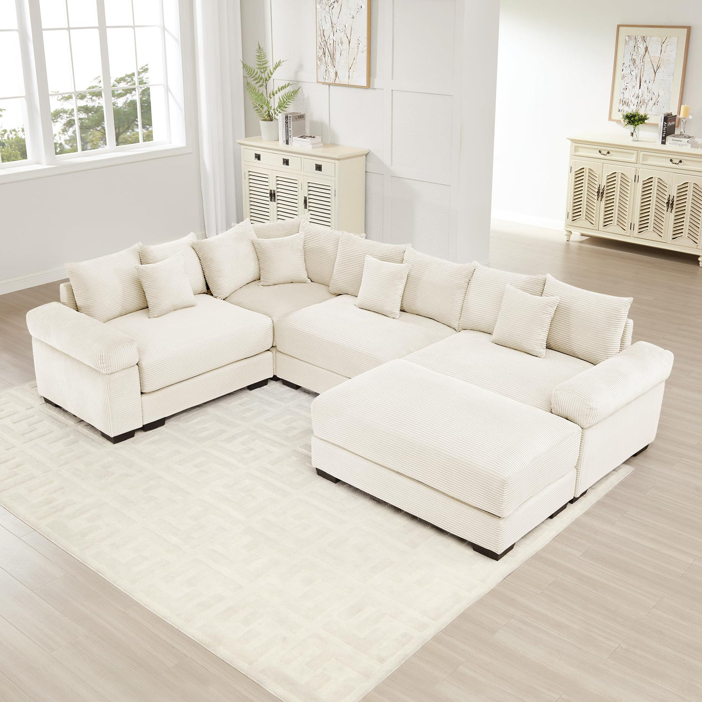 54" Oversized Corduroy Modular Sectional Sofa - Premium Comfort with High-Density Foam & Flexible Design