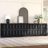 Yechen 59" Walnut Sideboard – Modern 3D Geometric Buffet Cabinet