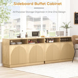 Fluted Sideboard Buffet Cabinet with Arched Reeded Doors - Mid Century Modern Storage
