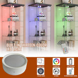YECHEN Glass Display Cabinet with LED Lights | 4-Shelf Curio Cabinet with Drawer & Locking Door