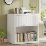 Yechen Fluted Nightstand | 22.8" Wide Mid-Century Bedside Table with Hidden Drawer & Open Shelf
