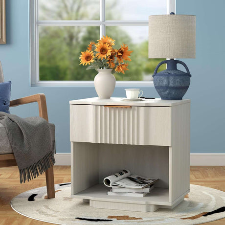 Fluted Night Stand with 20W Fast Charging Station