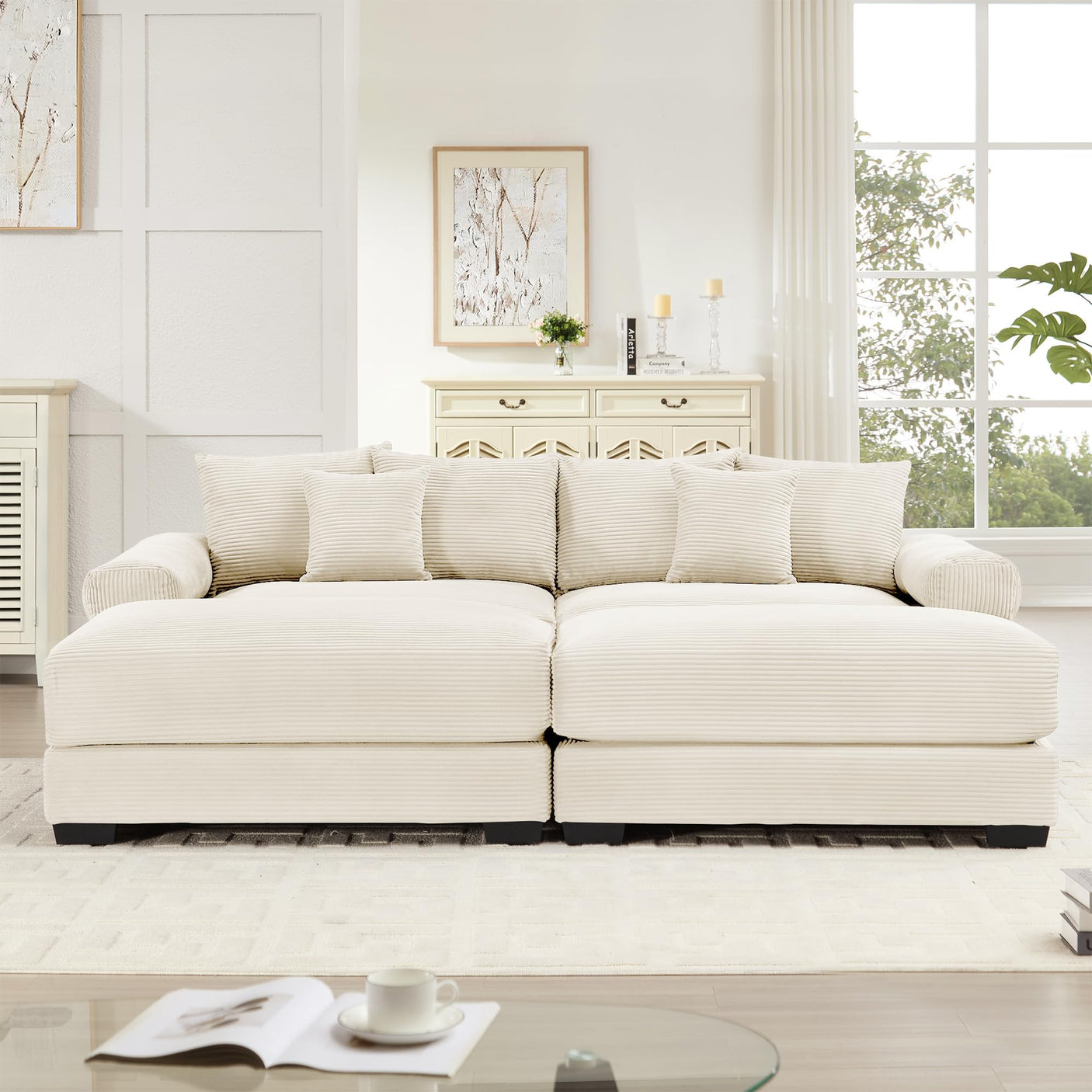 54" Oversized Corduroy Modular Sectional Sofa - Premium Comfort with High-Density Foam & Flexible Design