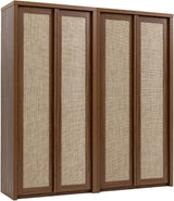 Yechen 67" Tall Rattan Pantry Cabinet with Adjustable Shelves, Dark Walnut/Natural Walnut