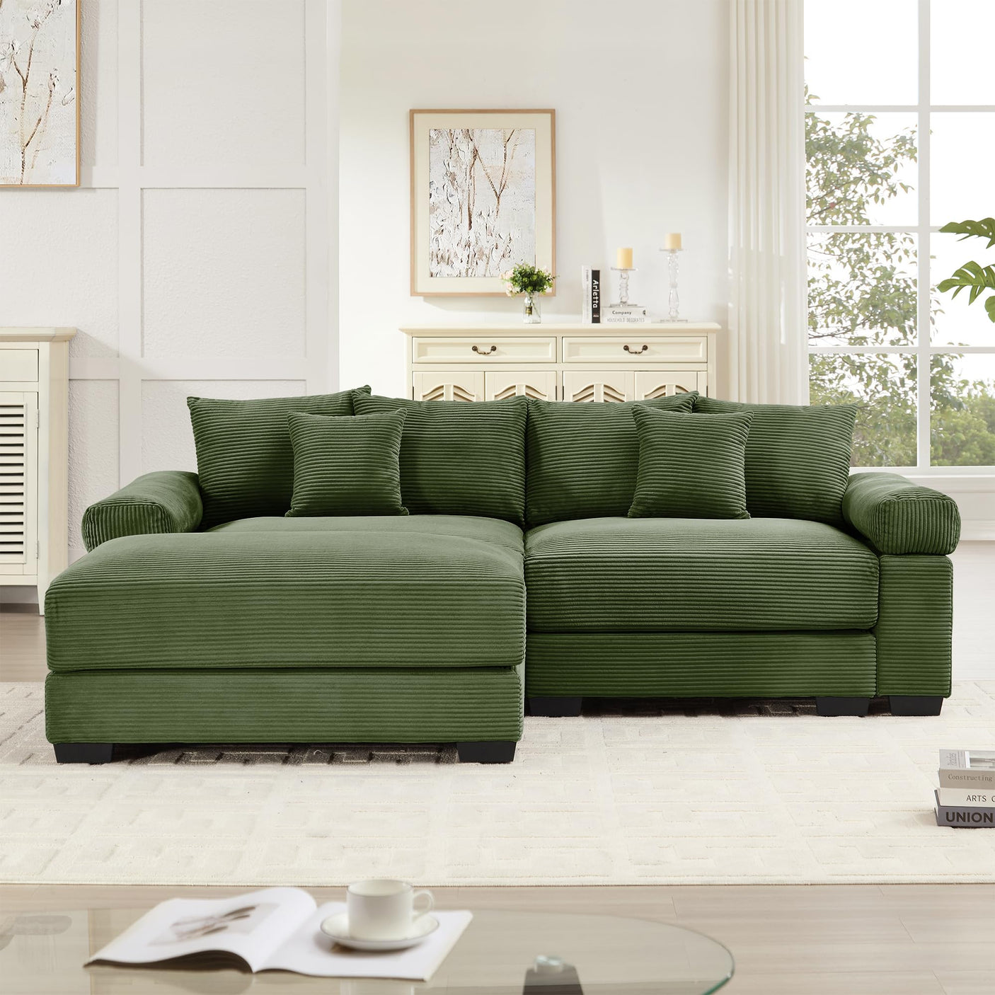 54" Oversized Corduroy Modular Sectional Sofa - Premium Comfort with High-Density Foam & Flexible Design