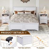 Farmhouse Queen Size Bed Frame with 4 Storage Drawers