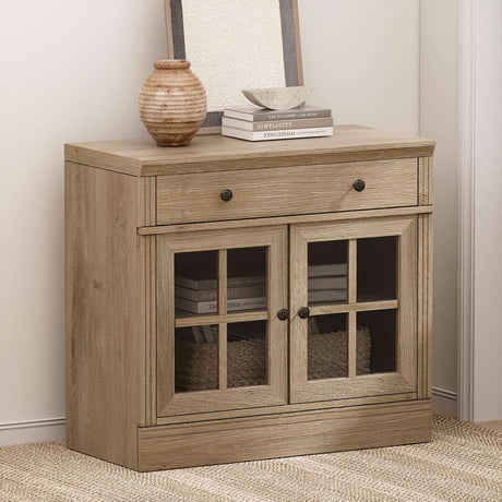 31.5” W Farmhouse Sideboard Cabinet with Drawer & Glass Doors