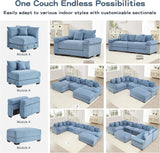 54" Oversized Corduroy Modular Sectional Sofa - Premium Comfort with High-Density Foam & Flexible Design