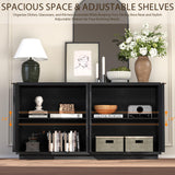 Yechen 59" Walnut Sideboard – Modern 3D Geometric Buffet Cabinet