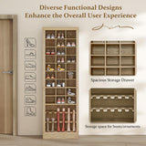 Yechen Tall Shoe Cabinet – 9-Tier, 27 Cubbies, 74.9" Freestanding Organizer | Light Brown