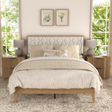Yechen Diamond Headboard Platform Bed Frame | Boho Wood-Look, No Box Spring Needed