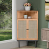 Corner Rattan Storage Cabinet with Adjustable Shelf - Boho Triangle Design