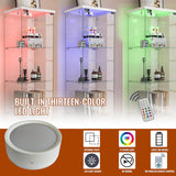 YECHEN Glass Display Cabinet with LED Lights | 4-Shelf Curio Cabinet with Drawer & Locking Door