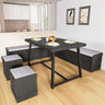 47 Inch Corner Dining Table Set with Storage Stool and Storage Bench